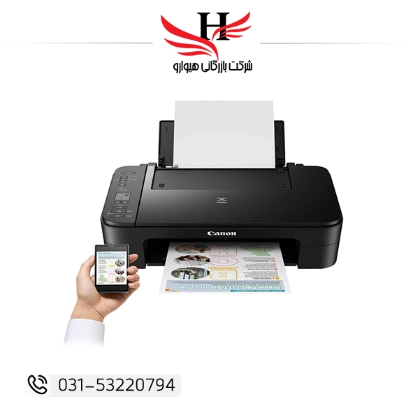 پرینتر چند کاره جوهر افشان کانن مدل PIXMA TS 3340 با قابلیت چاپ، اسکن و کپی، اتصال بی‌سیم وای‌فای و کیفیت چاپ رنگی بالا | خرید عمده پرینتر کانن TS3340 از هیوارو نمایندگی شهرستان شهرضا استان اصفهان و استان تهران